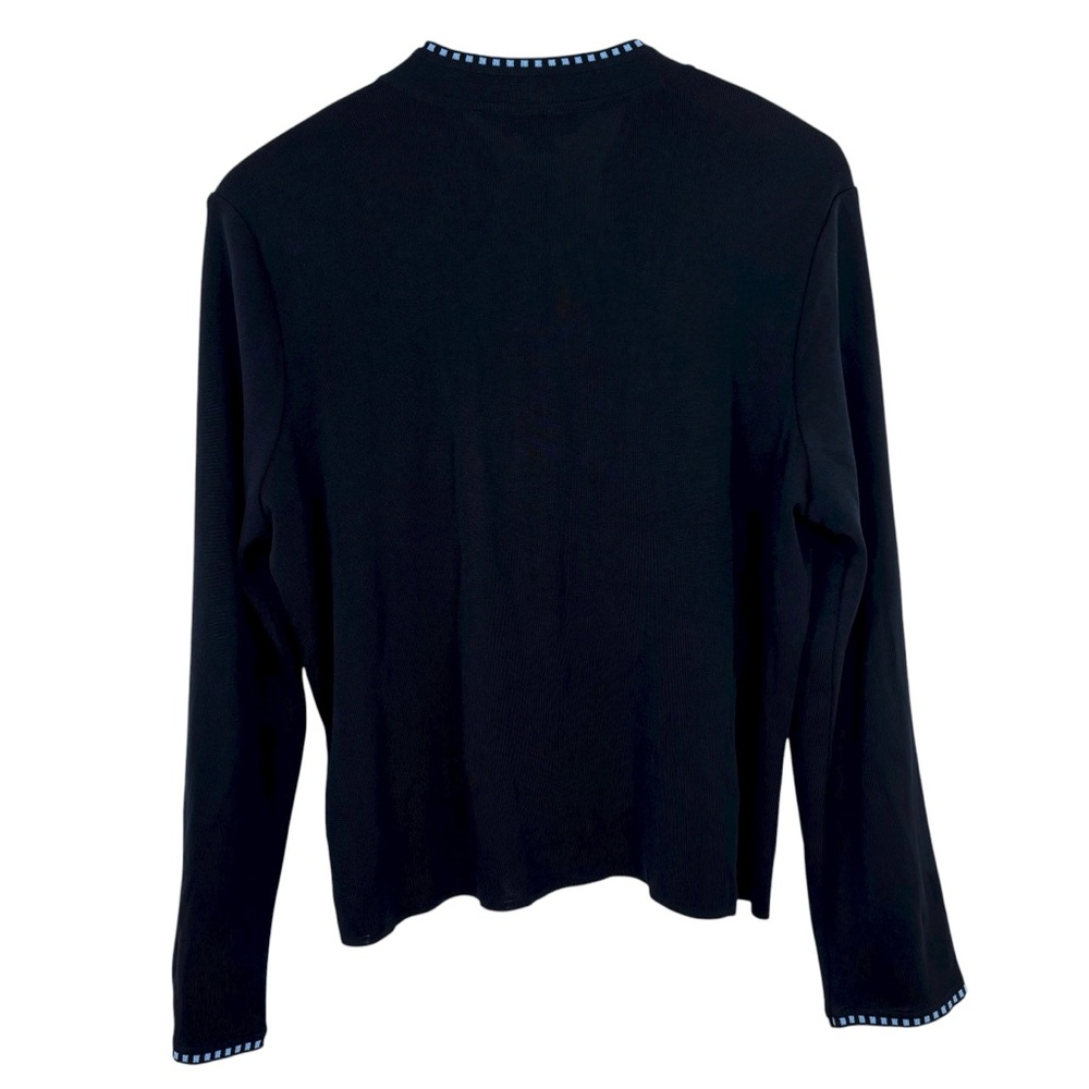 Ming Wang Black Blue Geometric Knit Jacket L - Picture 3 of 11